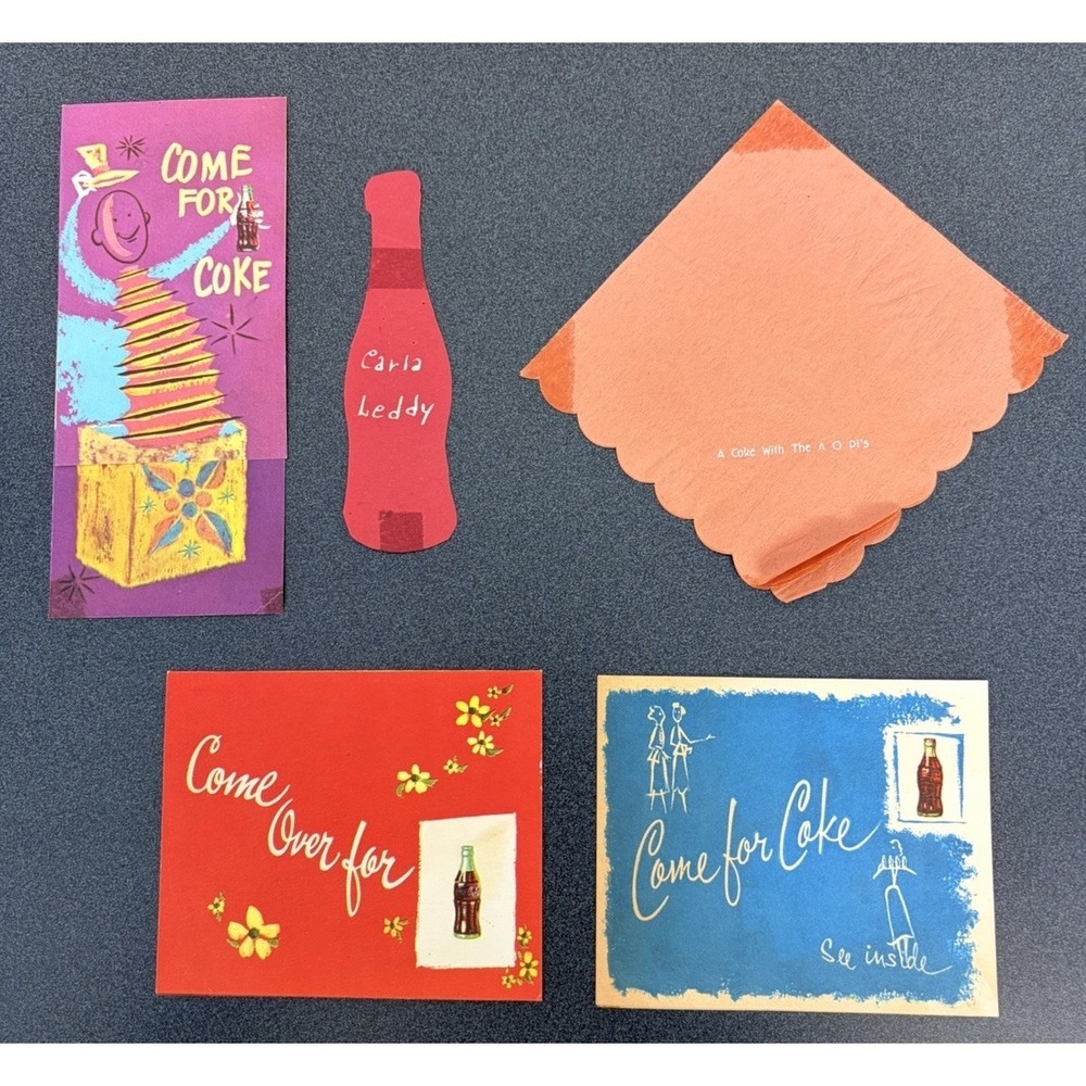 Vintage Come for a Coke Sorority Ephemera Coca Cola 1950s Lot of 5 Pieces